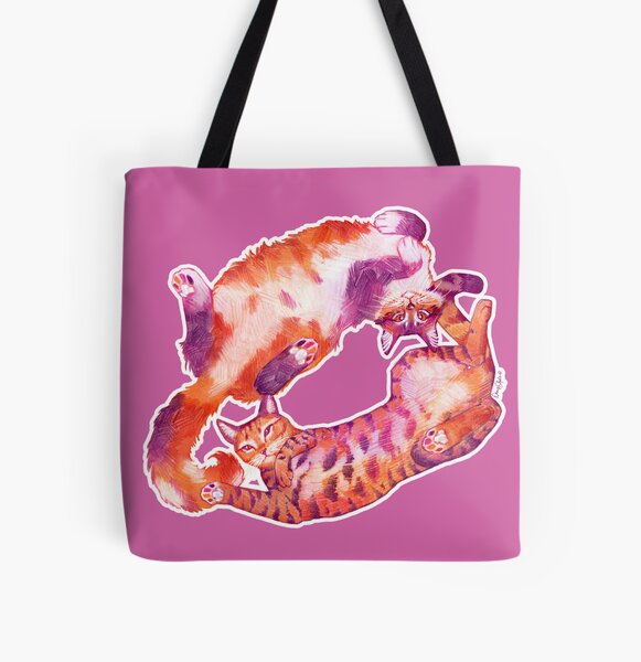 Lesbeans on Pink | Lesbian Pride Cats All Over Print Tote Bag
