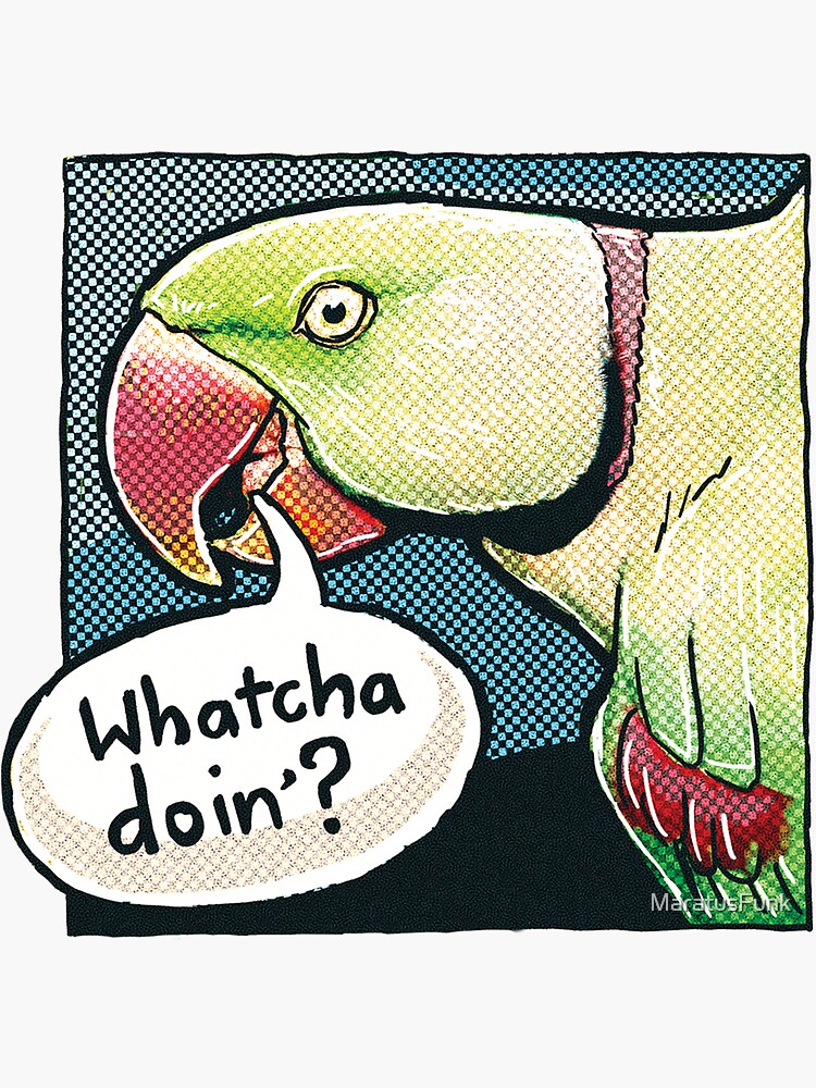 Thumbnail 3 of 3, Sticker, Alexandrine Parakeet Comic Style Sticker designed and sold by MaratusFunk.