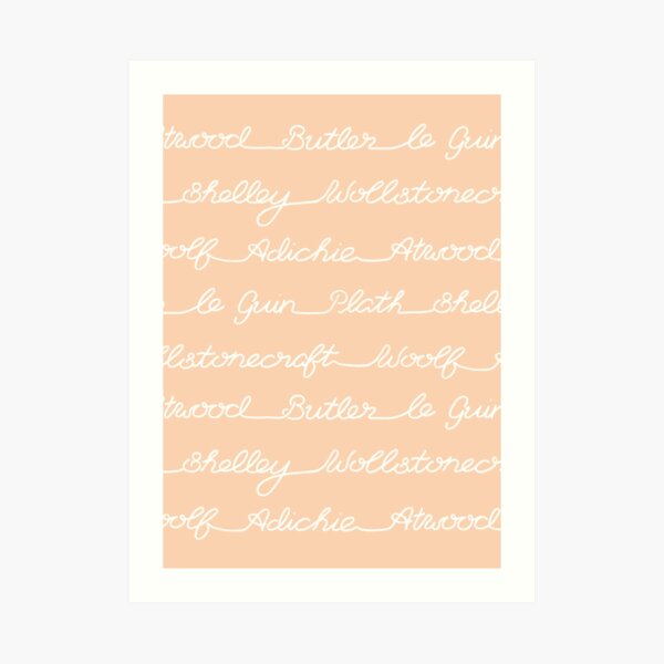 Feminist Book Author Surname Hand Written Calligraphy Lettering Pattern - Orange Art Print