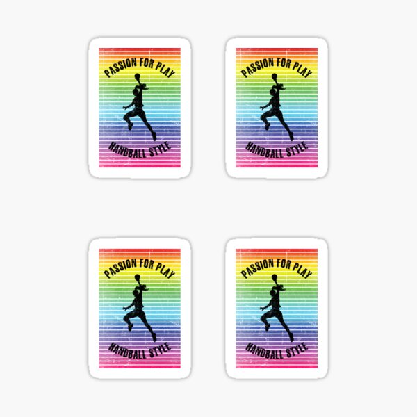 Item preview, Black silhouette of a woman with a handball against the background of rainbow stripes designed and sold by HarridanCreates.