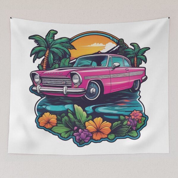 Item preview, Car paradise: classic meets tropical beauty designed and sold by Ink-Kreativ.