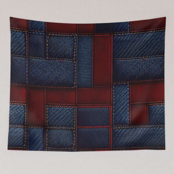 Item preview, Blue And Red Abstract Denim Pattern designed and sold by TheArtOfPat.