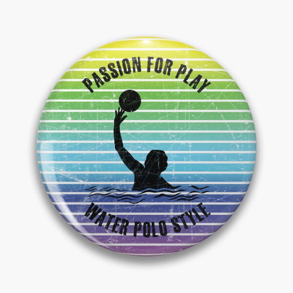 Item preview, Black silhouette of a female water polo player against the background of rainbow stripes designed and sold by HarridanCreates.