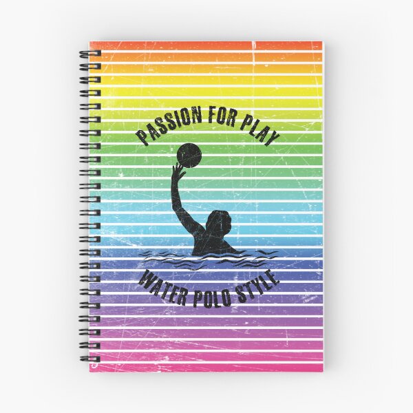 Item preview, Black silhouette of a female water polo player against the background of rainbow stripes designed and sold by HarridanCreates.