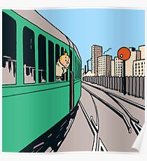 Tintin on Train Poster