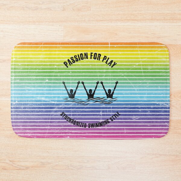 Item preview, Black silhouettes of synchronized swimmers against the background of rainbow stripes designed and sold by HarridanCreates.