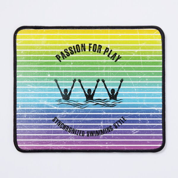 Item preview, Black silhouettes of synchronized swimmers against the background of rainbow stripes designed and sold by HarridanCreates.