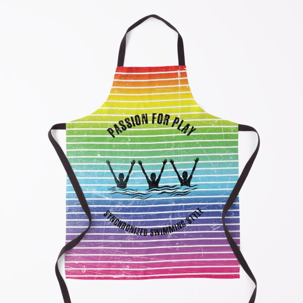 Item preview, Black silhouettes of synchronized swimmers against the background of rainbow stripes designed and sold by HarridanCreates.