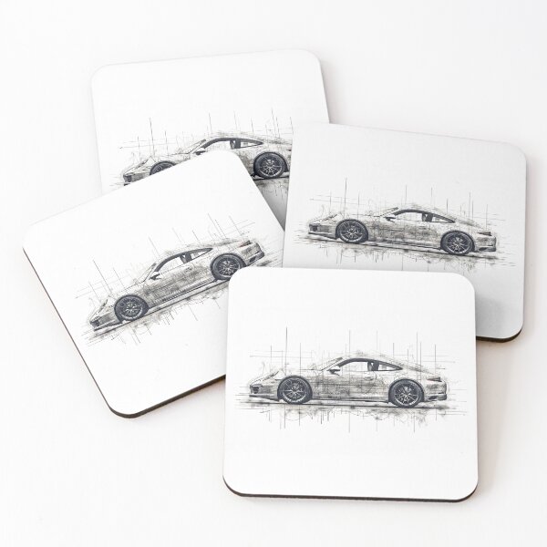 Item preview, Technical plan of a luxury sports coupe in detailed line drawing designed and sold by Jerhus.