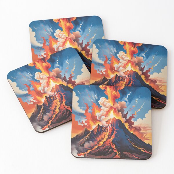 Item preview, Retro Sunset Volcano Eruption Poster designed and sold by PanoramaPrints.