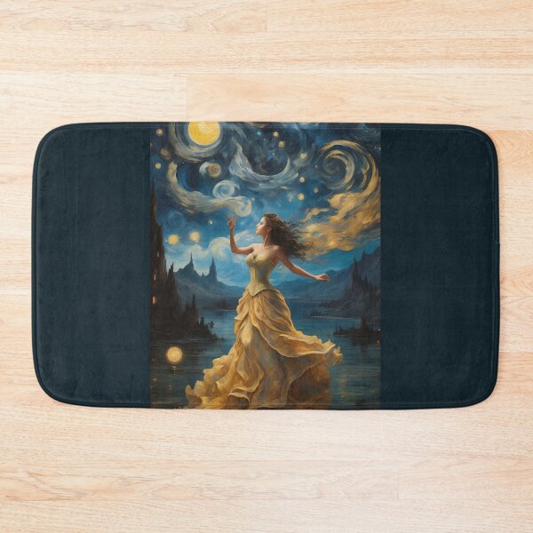 Item preview, Nocturnal Woman Reflections: Van Gogh's Ode to the Night Sky designed and sold by AdesignTEE.