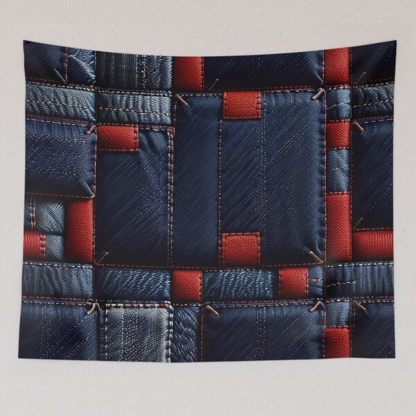 Item preview, Blue And Red Abstract Denim Pattern designed and sold by TheArtOfPat.