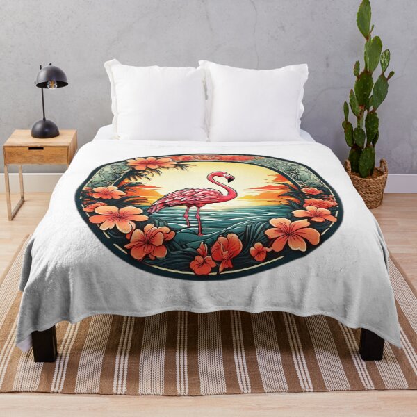 Item preview, Flamenco hawaiano junto al océano con orquídeas designed and sold by NautiChic.