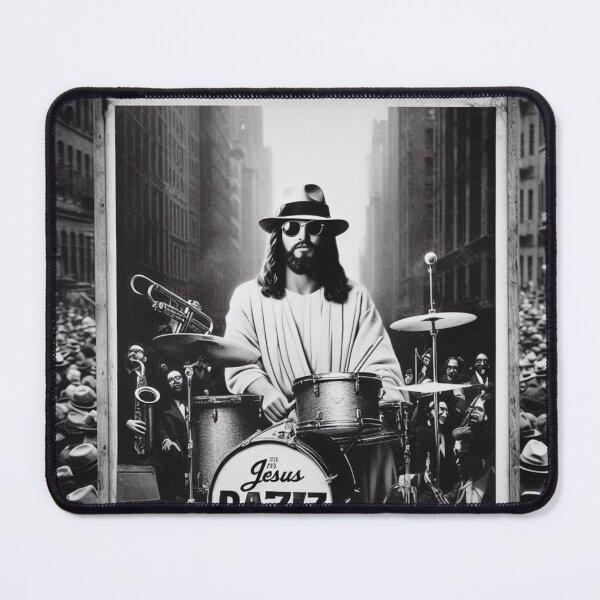 Item preview,  "JESUS DRUMMER" : Christ lover Black Jesus playing drums designed and sold by Obinne.