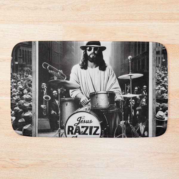 Item preview,  "JESUS DRUMMER" : Christ lover Black Jesus playing drums designed and sold by Obinne.