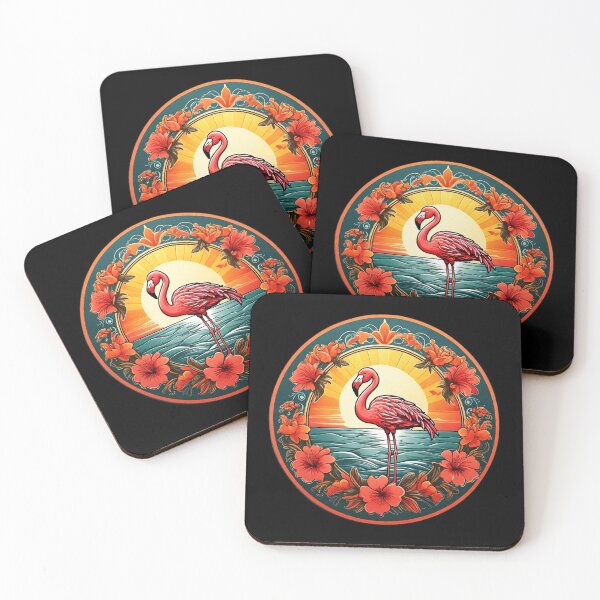Item preview, Sunset Flamingo by The Ocean with Hawaii Flowers designed and sold by NautiChic.