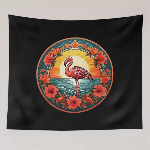 Item preview, Sunset Flamingo by The Ocean with Hawaii Flowers designed and sold by NautiChic.