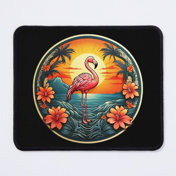 Item preview, Pink Flamingo by The Ocean with Hawaii Flowers designed and sold by NautiChic.