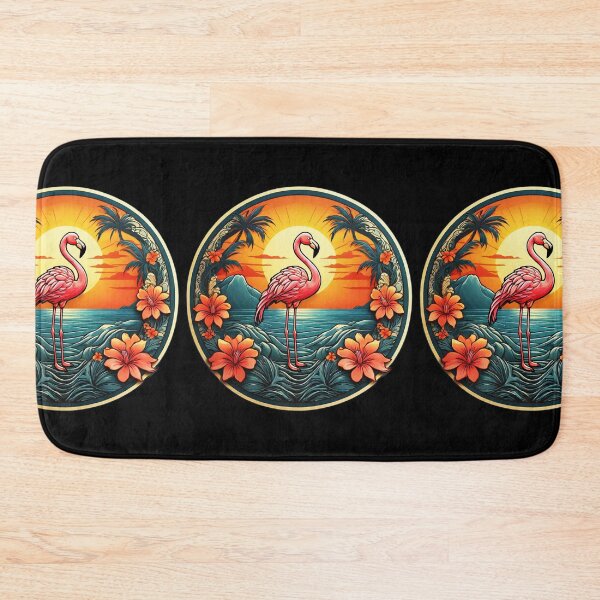 Item preview, Pink Flamingo by The Ocean with Hawaii Flowers designed and sold by NautiChic.