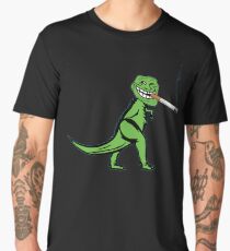 Funny Smoking Cigarette Dinosaur T-Rex Memes Men's Premium T-Shirt