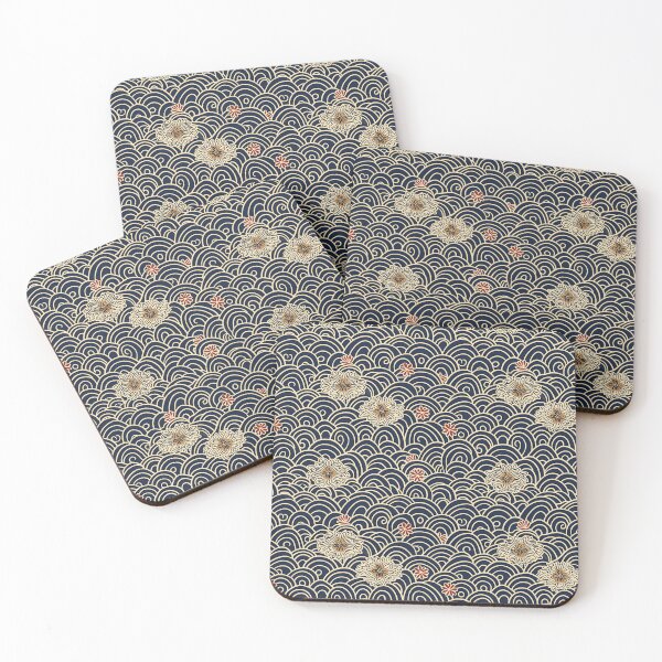 Item preview, Japanese Style Floral Waves Pattern designed and sold by DreamBackDrops.