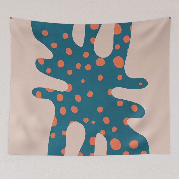 Item preview, Botanical Retro Abstract Shapes Blue Leaf designed and sold by technicolorable_art.