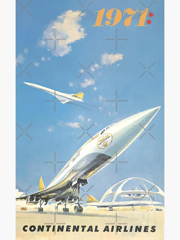 Vintage 1964 Continental Airlines Concorde Poster Fly Supersonic  