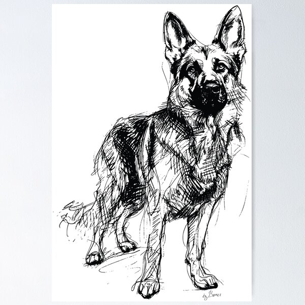 Item preview, German Shepherd ballpoint pen drawing designed and sold by byBenci.