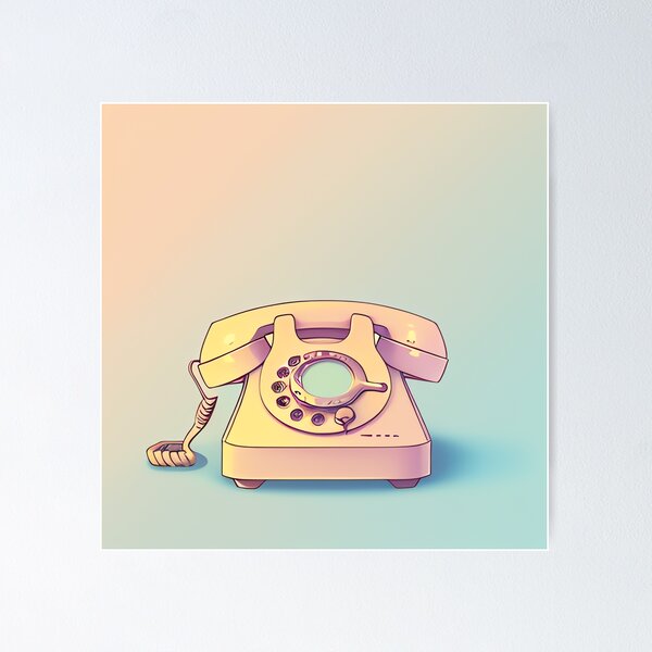 Item preview, 80s Style Pastel Pink Vintage Phone Drawing designed and sold by thejoyker1986.