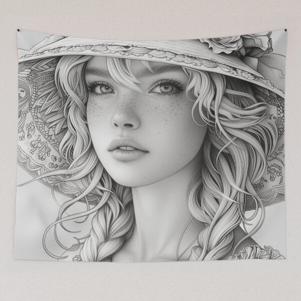 Item preview, Girl with the Flowers in her hat designed and sold by SOCaptivating.