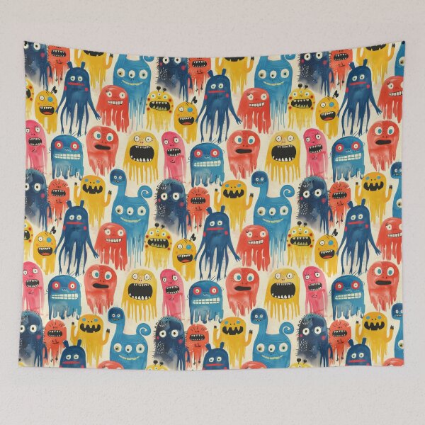 Item preview, Whimsical Colorful Monster Illustrations - Yellow, blue and Red designed and sold by PICbyFemke.
