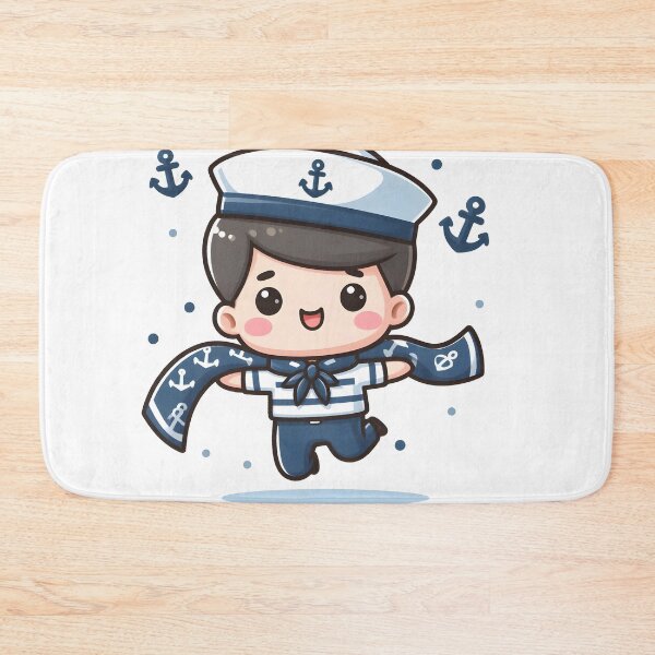 Item preview, Kawaii Sailor With A Navy Blue Anchor-Printed Scarf designed and sold by CanvasCutie.