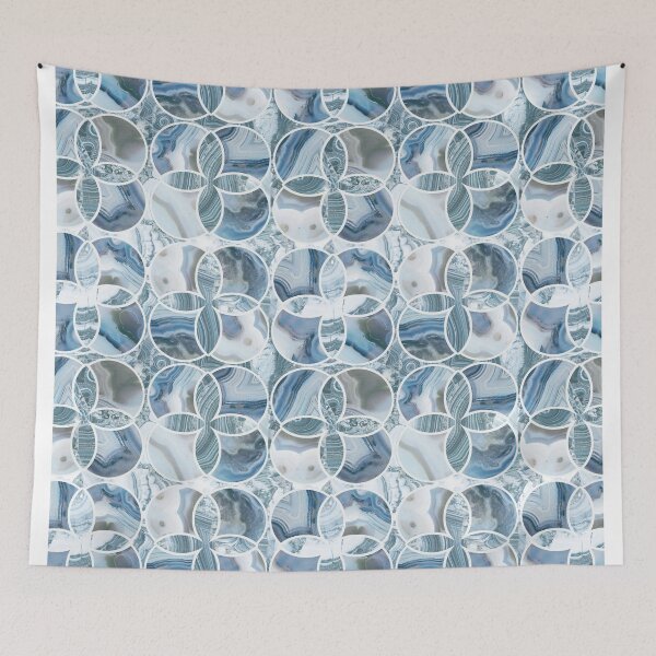 Item preview, Copy of marble effect mosaic white blue designed and sold by Alessandro Remo Mazzoni Remotextiles.