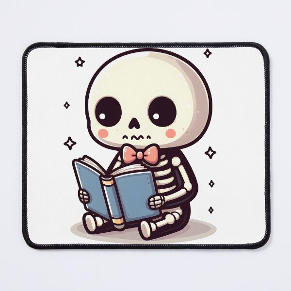 Item preview, Kawaii Whimsical Skeleton Reading A Book With Bowtie designed and sold by CanvasCutie.