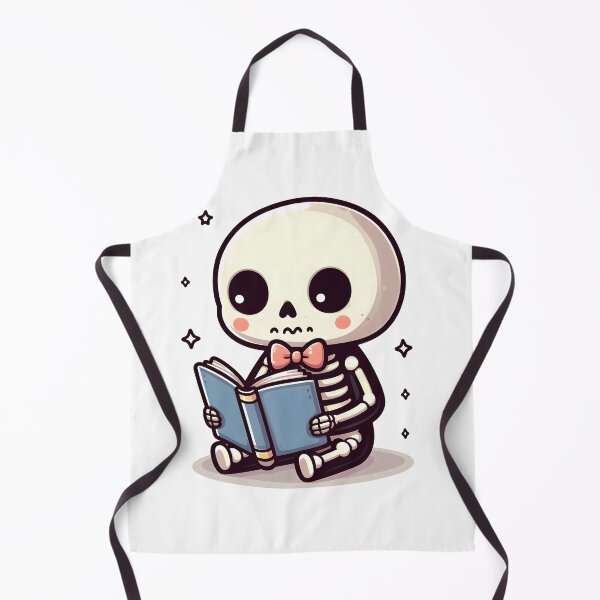 Item preview, Kawaii Whimsical Skeleton Reading A Book With Bowtie designed and sold by CanvasCutie.