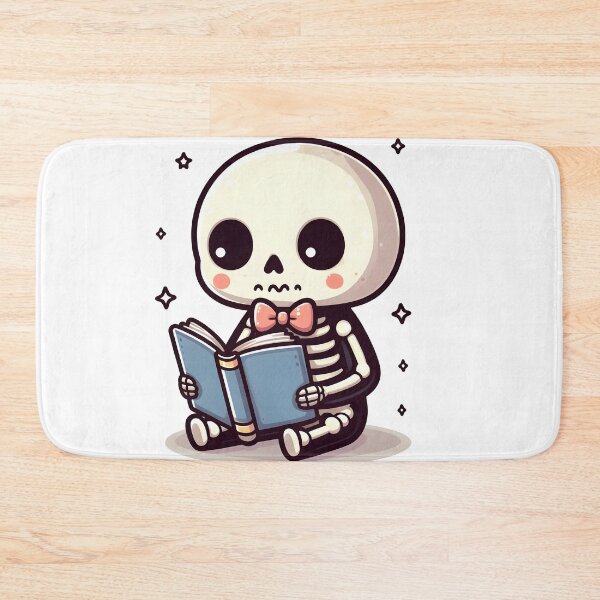 Item preview, Kawaii Whimsical Skeleton Reading A Book With Bowtie designed and sold by CanvasCutie.