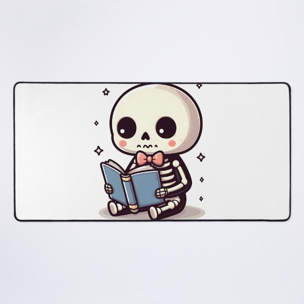 Item preview, Kawaii Whimsical Skeleton Reading A Book With Bowtie designed and sold by CanvasCutie.