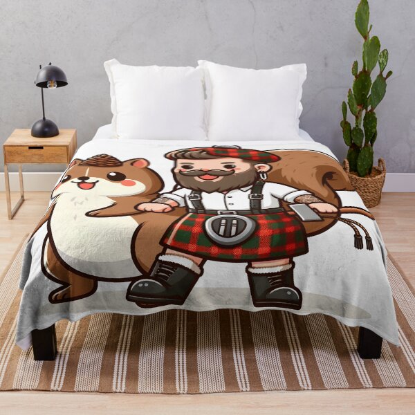Item preview, Kawaii Lumberjack With Tartan Kilt And Pinecone Hat designed and sold by CanvasCutie.