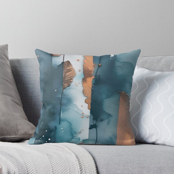 Item preview, Teal and Rose Gold Leaf designed and sold by MyAbstractInk.