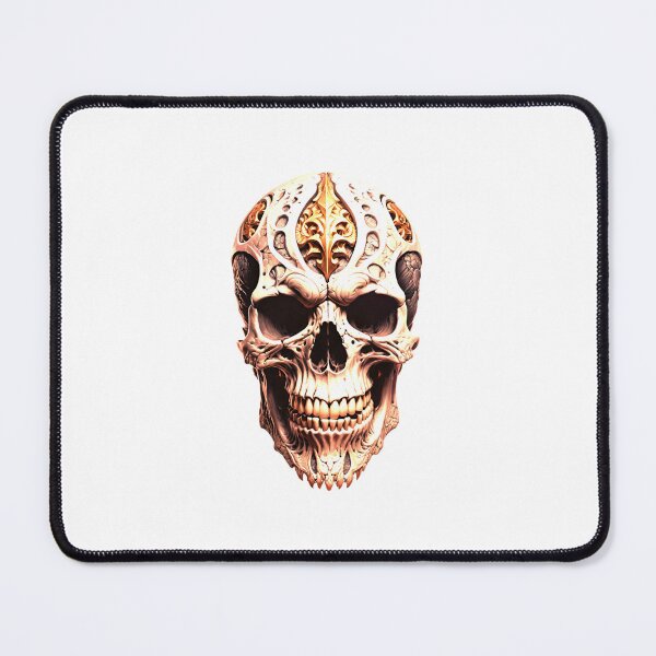 Item preview, A bone skull with an openwork carved pattern and gold inserts designed and sold by MadinaFatt.