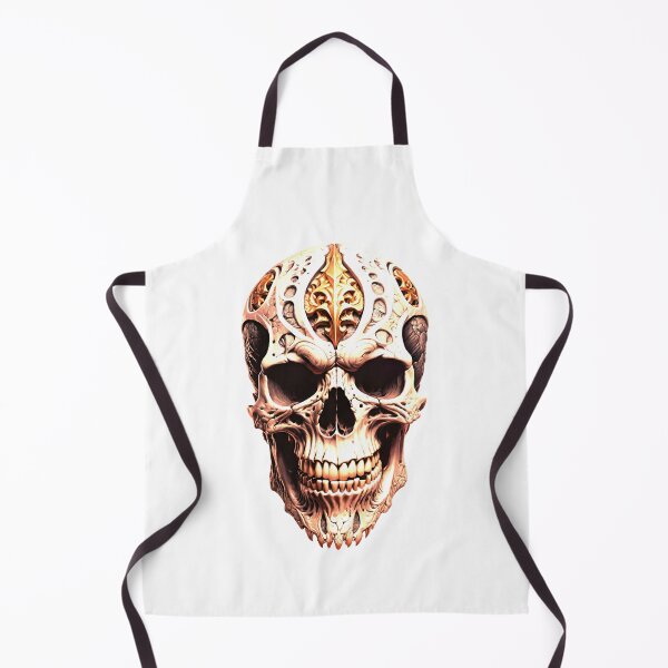 Item preview, A bone skull with an openwork carved pattern and gold inserts designed and sold by MadinaFatt.