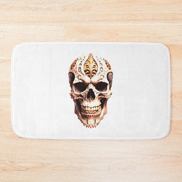 Item preview, A bone skull with an openwork carved pattern and gold inserts designed and sold by MadinaFatt.