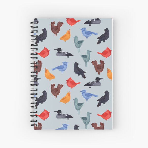 Watercolor Birds of a Feather on Pale Blue Spiral Notebook
