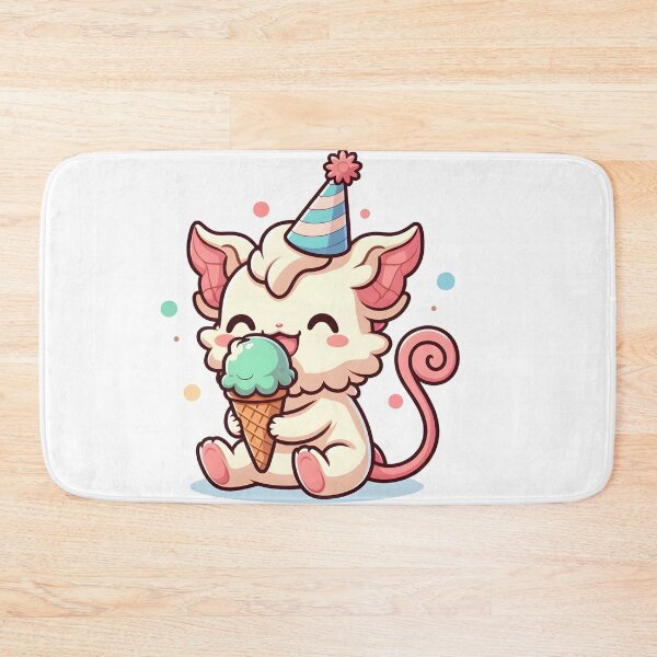 Item preview, Kawaii Delightful Chimera With Party Hat Eating Ice Cream designed and sold by CanvasCutie.