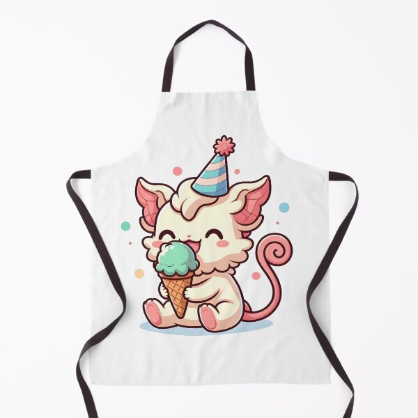 Item preview, Kawaii Delightful Chimera With Party Hat Eating Ice Cream designed and sold by CanvasCutie.