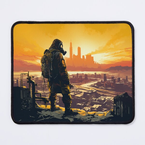 Item preview, Different Times, vivid, vector art, nuclear war, hazmat, beautiful landscape, survivor designed and sold by slemfiskz.