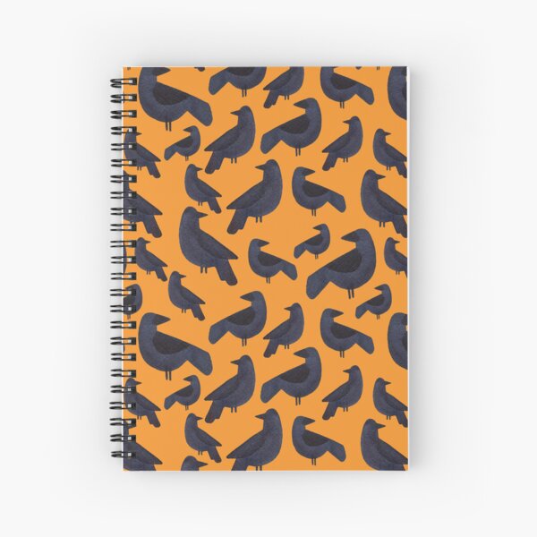 Watercolor Ravens on Pumpkin Spiral Notebook