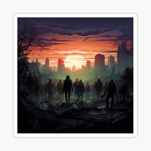 Item preview, Marching Dead, vivid, vector art, zombie apocalypse, beautiful landscape, survivor designed and sold by slemfiskz.