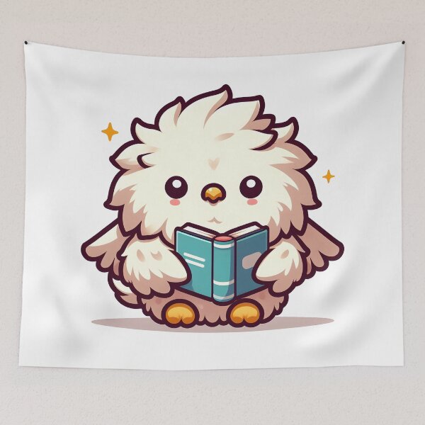 Item preview, Kawaii Fluffy Griffon With Book designed and sold by CanvasCutie.