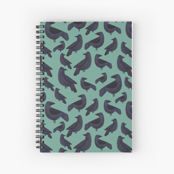 Watercolor Ravens on Jade Spiral Notebook